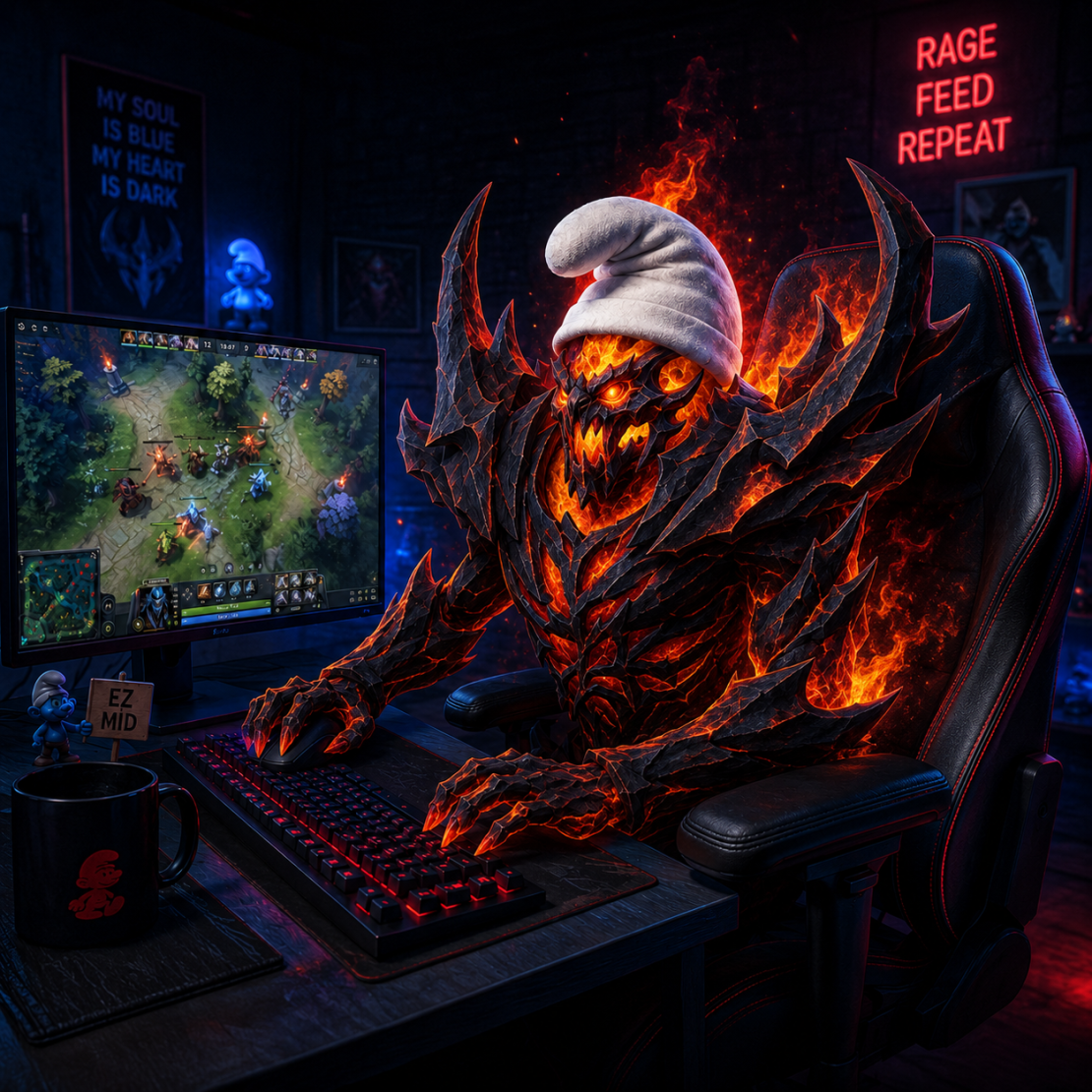 Fiery gaming chair player at a Dota 2 setup